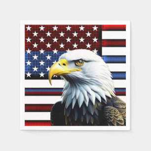 Patriotic American Eagle and US Flag Napkin