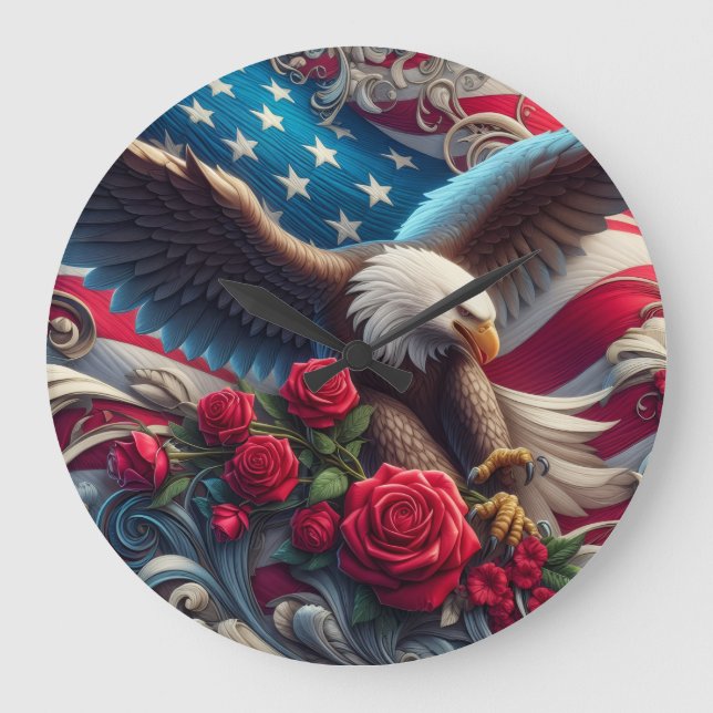 Patriotic American Eagle Clock (Front)