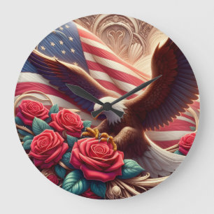 Patriotic American Eagle Clock
