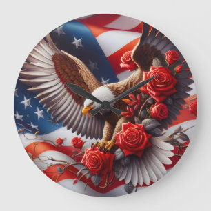 Patriotic American Eagle Clock
