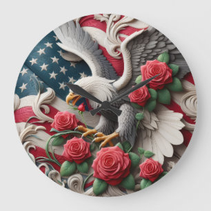 Patriotic American Eagle Clock