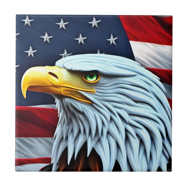 Patriotic American Eagle Decorative Ceramic Tile (Front)