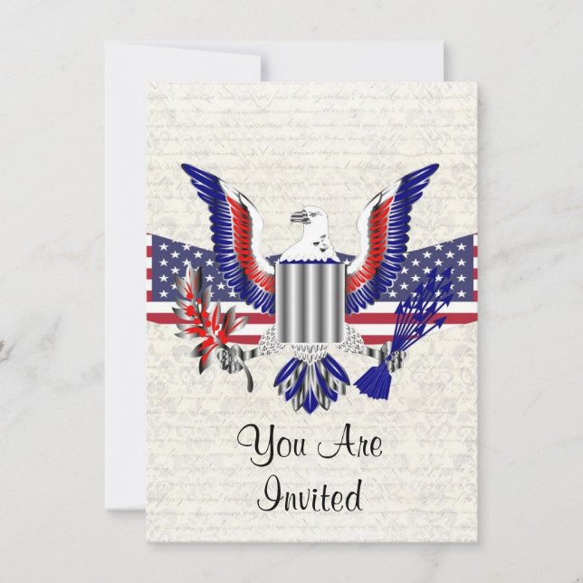 Patriotic American eagle & flag Invitation (Front)