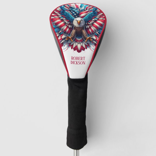 Patriotic American Eagle Golf Head Cover (Front)