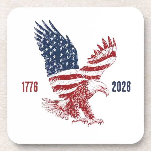 Patriotic American Eagle Happy 250th Anniversary Coaster (Front)