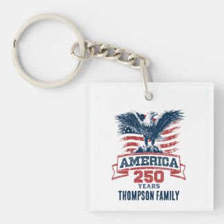 Patriotic American Eagle Happy 250th Anniversary Key Ring