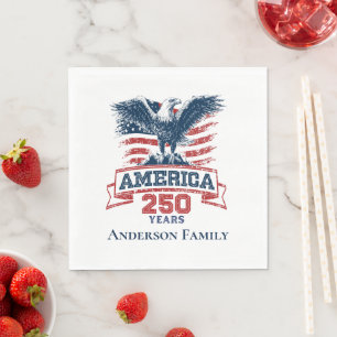 Patriotic American Eagle Happy 250th Anniversary Napkin