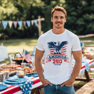 Patriotic American Eagle Happy 250th Anniversary T-Shirt
