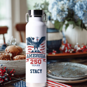 Patriotic American Eagle Happy 250th Anniversary Water Bottle