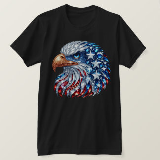 Patriotic American Eagle Head Flag T-Shirt