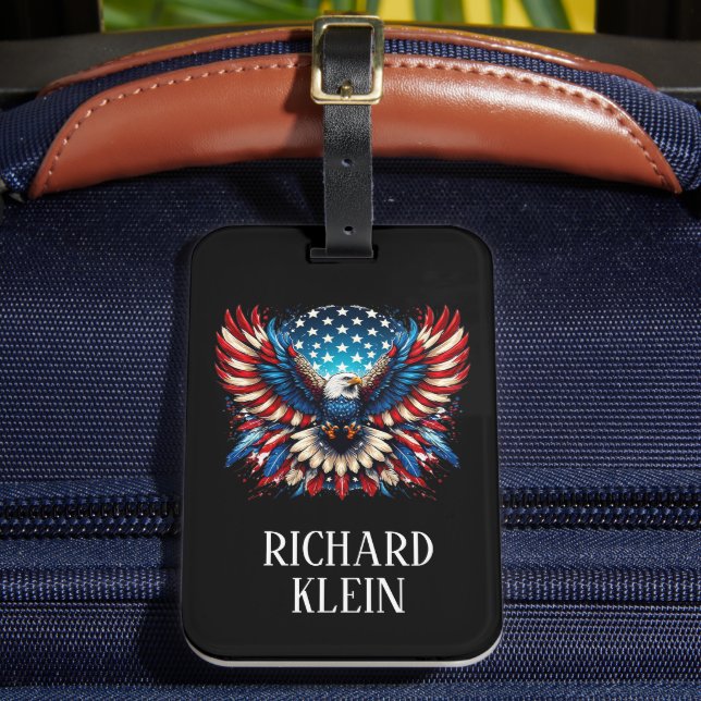 Patriotic American Eagle Luggage Tag (Front Insitu 2)