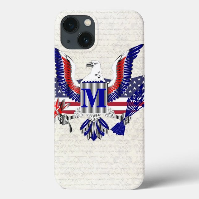 Patriotic American eagle personalised monogram Case-Mate iPhone Case (Back)
