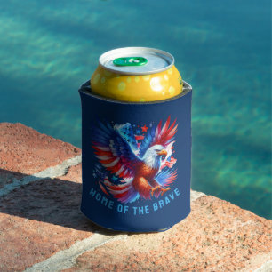 Patriotic American Eagle Red White Blue Can Cooler