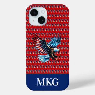 Patriotic American Eagle Red White Blue iPhone 15 Case