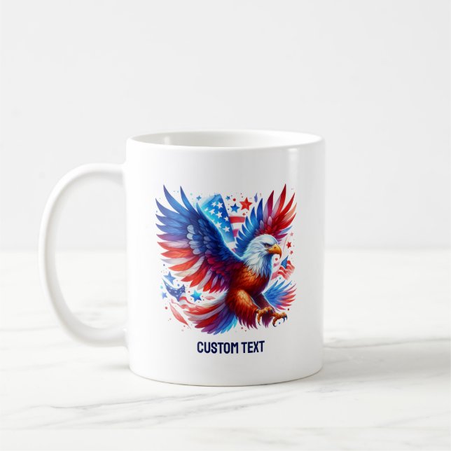 Patriotic American Eagle Red White Blue Coffee Mug (Left)