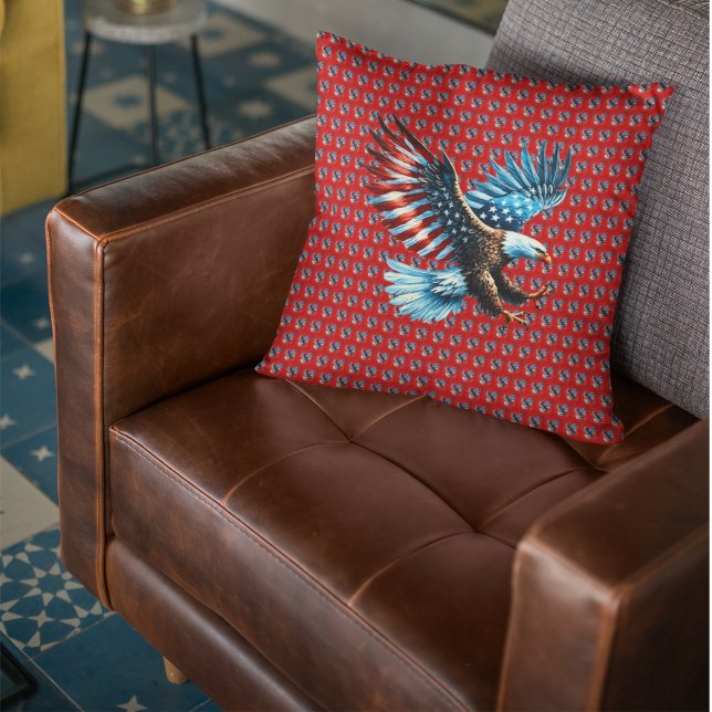 Patriotic American Eagle Red White Blue Cushion (Creator Uploaded)