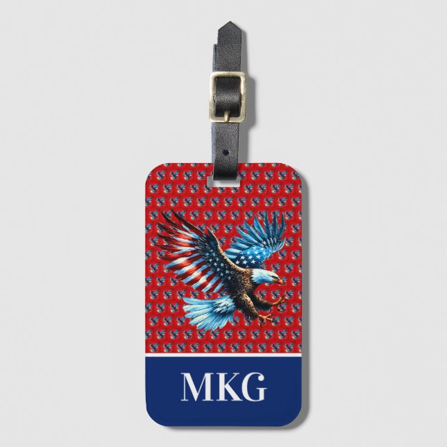 Patriotic American Eagle Red White Blue Luggage Tag (Front Vertical)