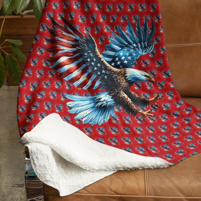 Patriotic American Eagle Red White Blue Sherpa Blanket (Creator Uploaded)