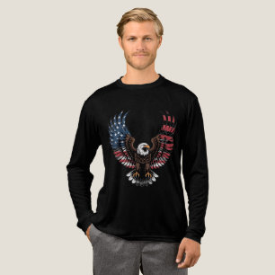 Patriotic American Eagle T-Shirt – USA Flag Wings Tri-Blend Shirt
