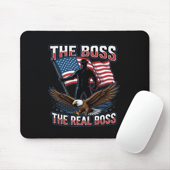 Patriotic American Eagle The Real Boss Design Mouse Pad (With Mouse)