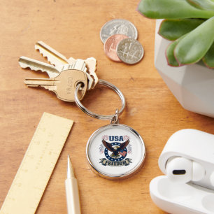 Patriotic American Eagle USA Freedom Key Ring