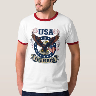 Patriotic American Eagle USA Freedom Men's Ringer T-Shirt