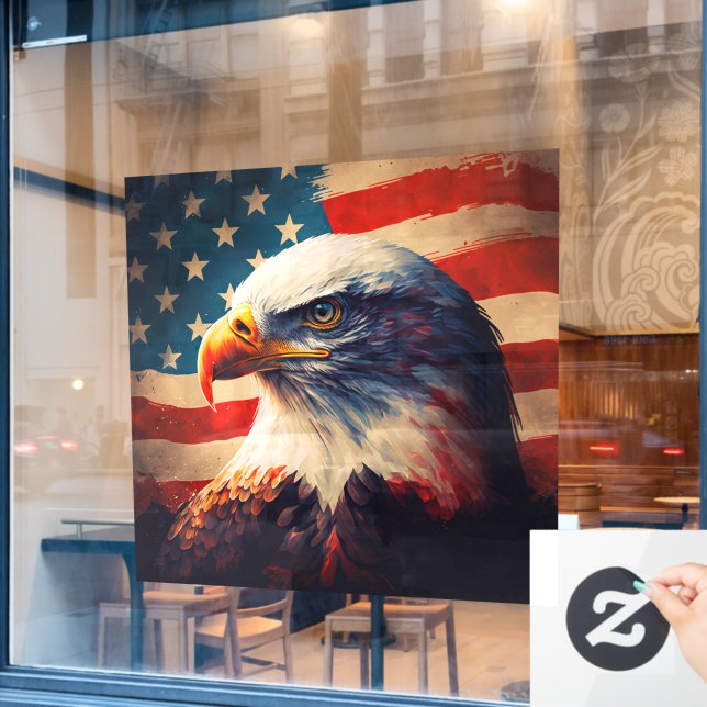 Patriotic American Eagle USA Red White Blue Flag (Cafe Window)