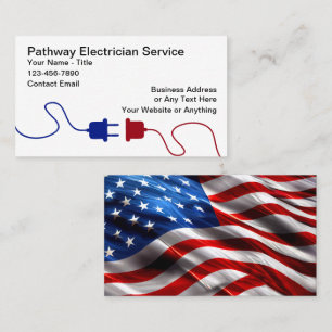 Patriotic American Electrician Theme Business Card
