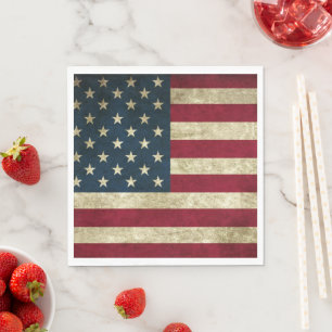 Patriotic American Flag 4th July Independence Day Napkin