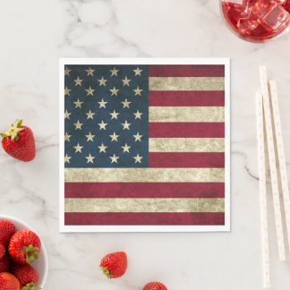 Patriotic American Flag 4th July Independence Day Napkin