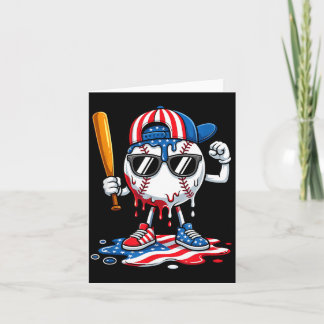 Patriotic American Flag 4th of July Baseball Drip Card