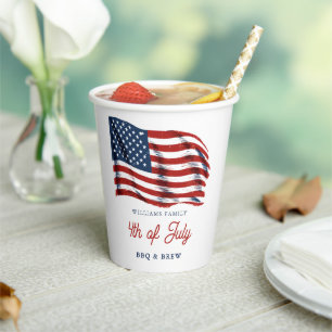 Patriotic American Flag 4th of July Family Reunion Paper Cups