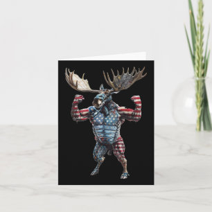Patriotic American Flag 4th Of July Funny Moose Hu Card