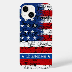 Patriotic American Flag 4th of July Monogram Name Case-Mate iPhone 14 Case