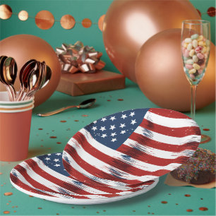 Patriotic American Flag 4th of July Paper Plate