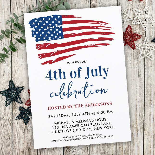 Patriotic American Flag 4th Of July Party  Invitation (Creator Uploaded)