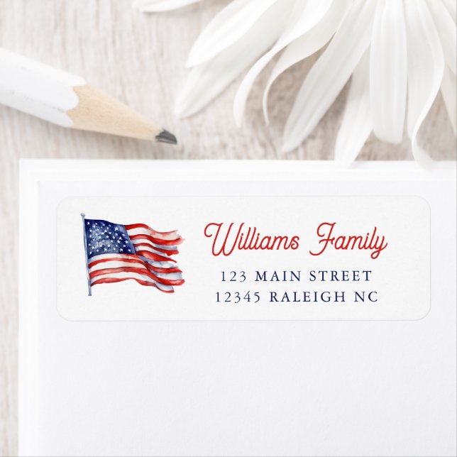 Patriotic American Flag 4th of July Return Address (Insitu)