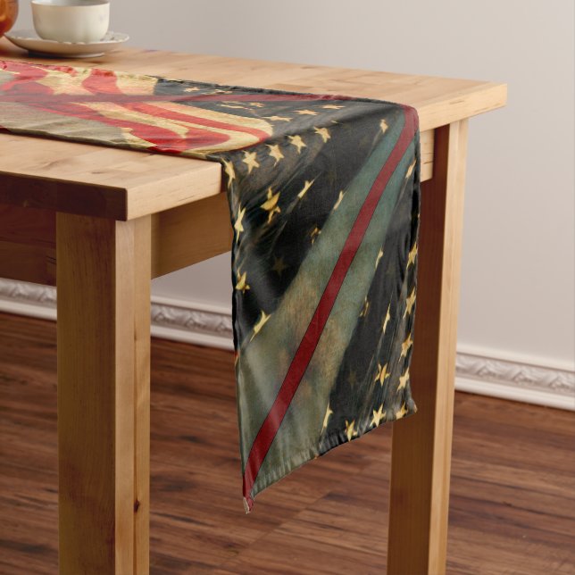 Patriotic American Flag 4th of July Short Table Runner (In Situ)