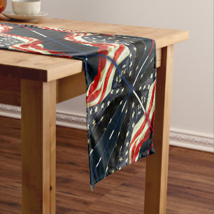 Patriotic American Flag 4th of July Short Table Runner
