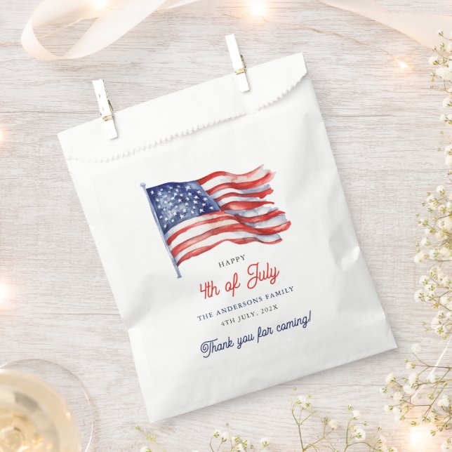 Patriotic American Flag 4th of July Thank You Favour Bags (Clipped)
