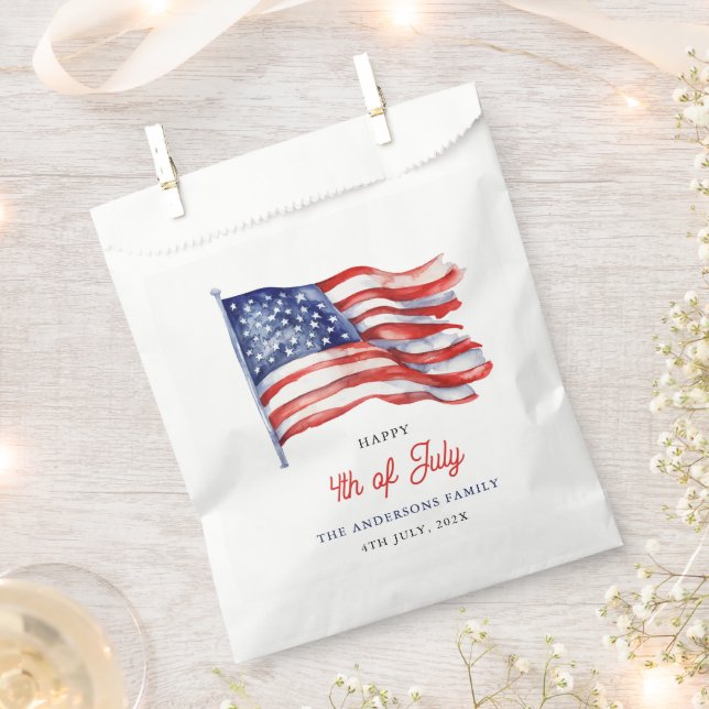 Patriotic American Flag 4th of July Thank You Favour Bags (Clipped)