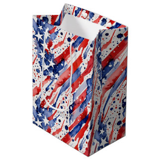 Patriotic American Flag Abstract Paint Splash Medium Gift Bag