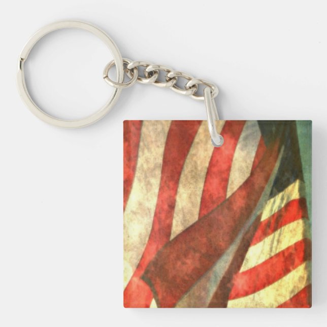 Patriotic American Flag Acrylic Keychains (Front)