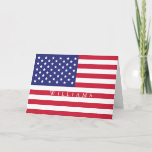 Patriotic American Flag Add Name Card