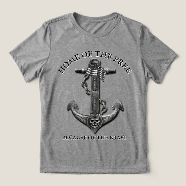 Patriotic American flag anchor pirate nautical  Tri-Blend Shirt (Design Front)
