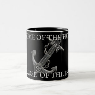 Patriotic American flag anchor pirate nautical  Two-Tone Coffee Mug