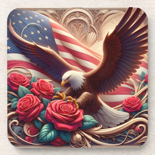 Patriotic American Flag and Eagle  Coaster (Front)