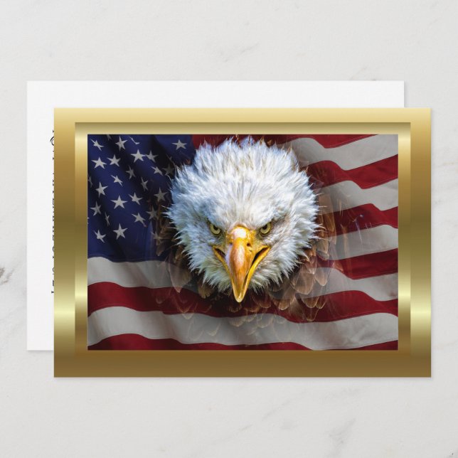 Patriotic American Flag and Eagle Invitation (Front/Back)