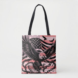 Patriotic American Flag and Eagle Masculine Men's Tote Bag