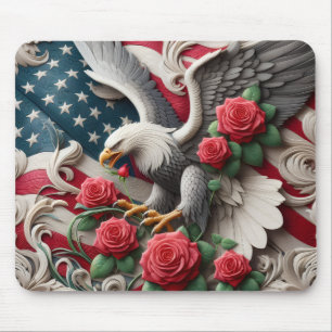Patriotic American Flag and Eagle Mouse Pad